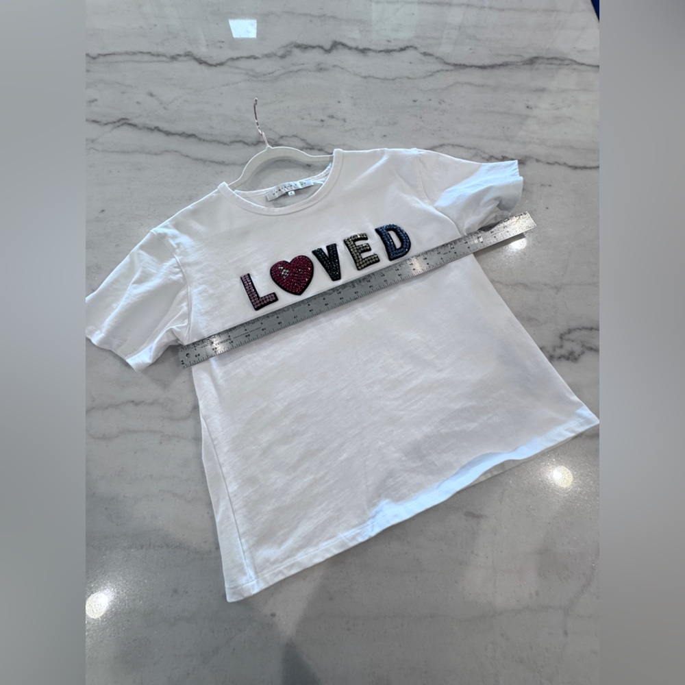 Endless Rose Beaded “LOVED” White T-Shirt Small New - Picture 8 of 13